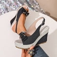thumbnail image 4 of Womens Casual Wedge Sandals Platform Shoes Classic Retro Sandals Bohemian Wedge Heels Black Size 7, 4 of 6
