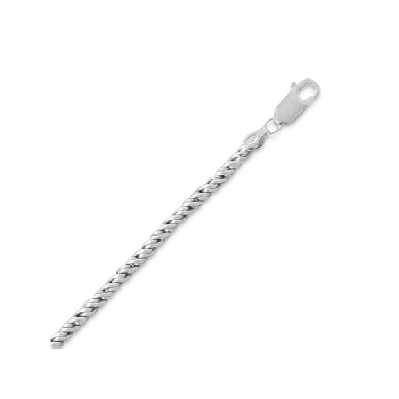 Rope Chain Necklace 4mm Wide Sterling Silver Made in the USA, 24-inch