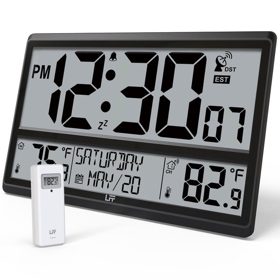 LFF Atomic 14.20" Digital Outdoor Wall Clock, Battery Operated