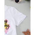 thumbnail image 3 of Camiseta informal de manga corta con cuello redondo y estampado de letras para chica joven, versátil para uso diario, verano, 3 of 6