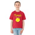 thumbnail image 2 of Wild Bobby, Tennis Cute Bow Ribbon Tennis Ball Sports Girls Graphic Youth T-Shirt, Red, Large, 2 of 3