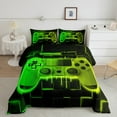 thumbnail image 3 of Green Yellow Gaming Comforter Set - Gamer Comforter Twin Bedding Sets , Neon Lights Abstract Geometry Design Gamer Room Decor, 3 of 7