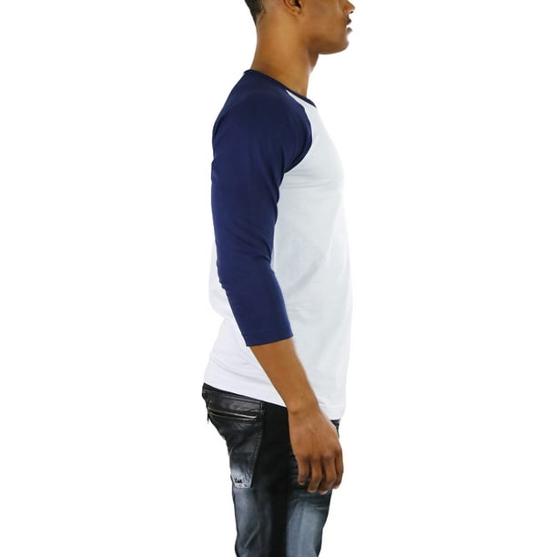 ToBeInStyle Men's Three Quarter Sleeve Baseball Tee – Color Block Shirt, Slim Fit, Heather Grey/Black, Medium (Chest 41")