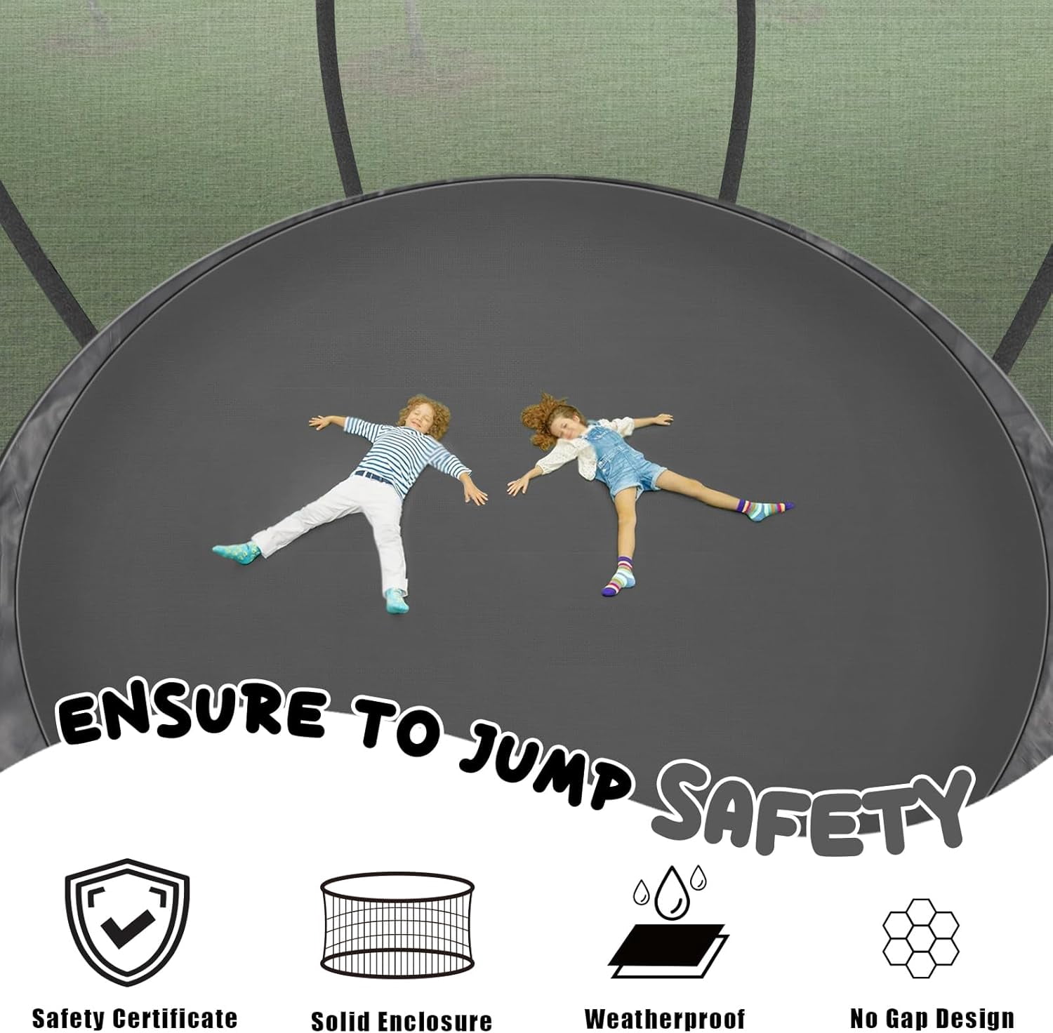 LIZEVINC Trampoline 12 FT for Kids Outdoor Recreational Trampolines with Enclosure Net and Ladder