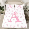 thumbnail image 2 of Castle Fairy Girls Monogrammed Letter 3pcs Twin Sheet Sets,Pink Bow Twin Fitted Sheet,Dreamy Princess Breathable Flat Sheet,Super Cozy Room Decor, 2 of 7