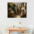 thumbnail image 2 of JRXY Italy Town Painting Tuscany Wall Art Streets of Mediterranean Towns Canvas Prints Landscape Picture Framed Ready to Hang Farmhouse Decor 16x12in, 2 of 4