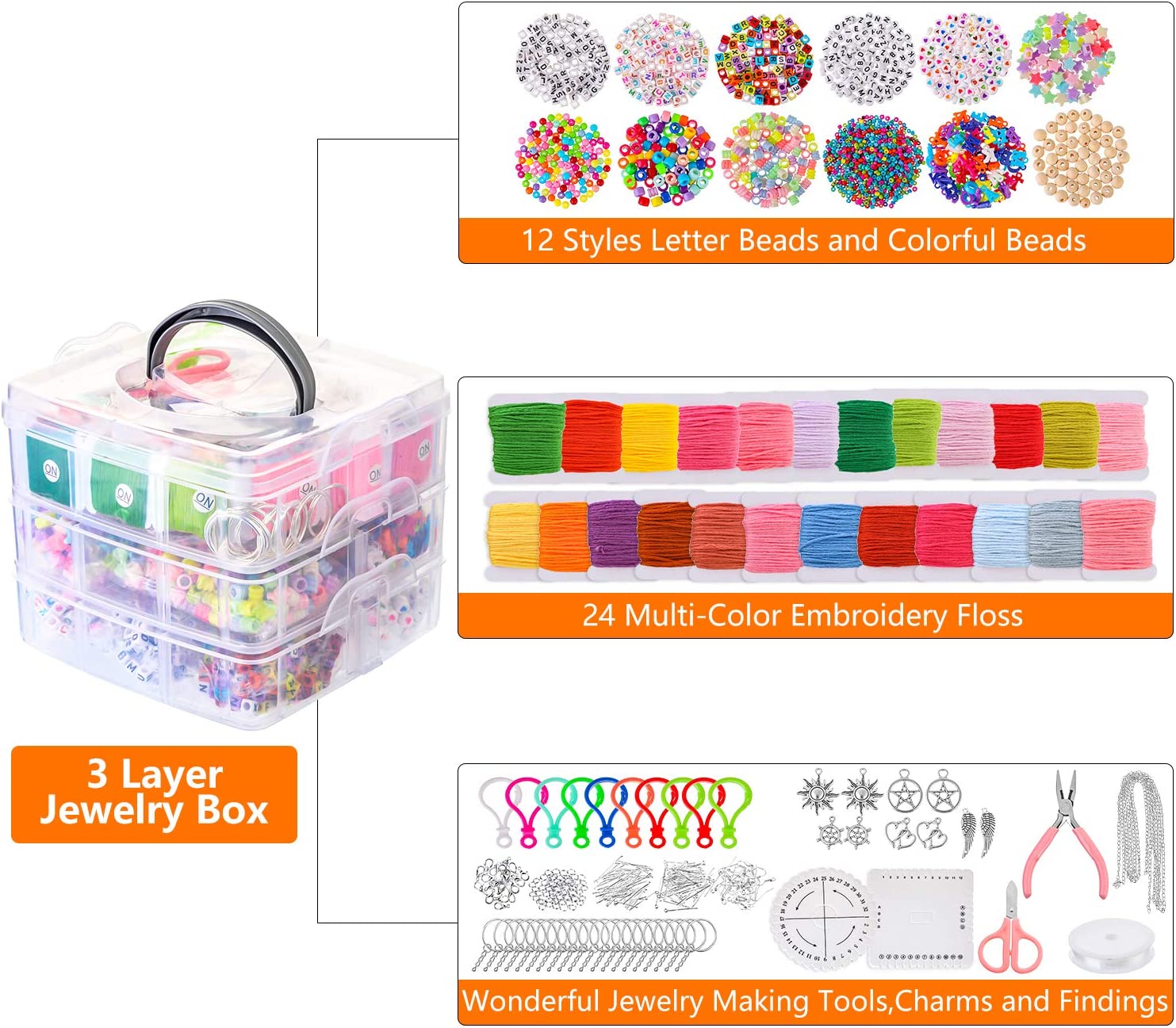 Jewelry Making Kit,Jewelry Making Supplies 4655PCS Include Jewelry Pliers Beading Wire Beads Charms Findings for Necklace Earring Bracelet Repair Jewelry Making Tools Kits for Adults Women - image 2 of 9