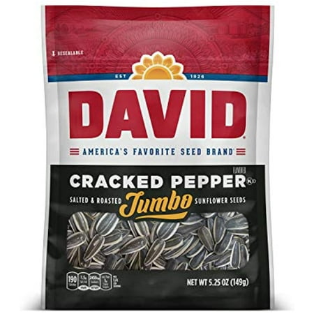 David Roasted And Salted Cracked Pepper Jumbo Sunflower Seeds, Keto Friendly, 5.25 Oz, 12 Pack