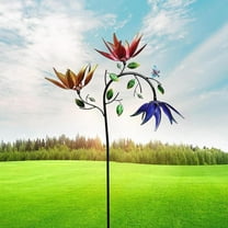 KUHBRCA Multi Colored Flowers Wind Spinner, Beautiful Summer Spinning Flowers Pinwheels, Garden Stake Wind Spinner, Wind Spinners for Yard Garden Outdoor Decor, 1 Pc