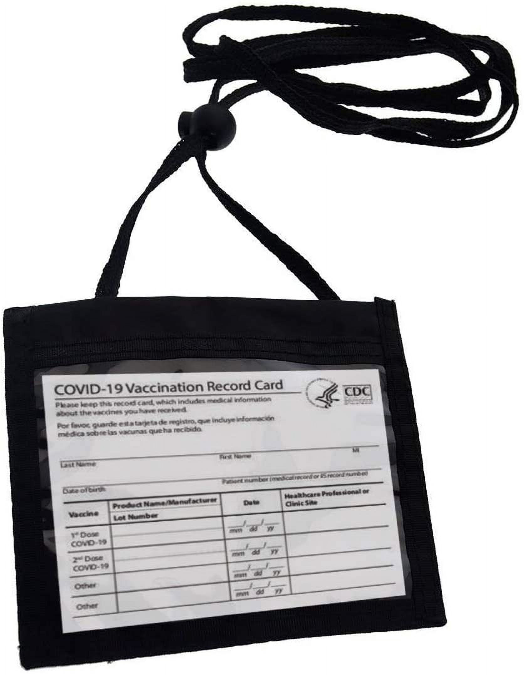 Bulk 25 Pack - Nylon Neck Wallet Badge Holder with Lanyard - 4 X 3 Credential & Travel Badge Holder with 3 Pockets - Clear Plastic 4X3 Horizontal Window, Zipper Pouch + by Specialist ID