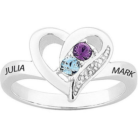 birthstone diamond heart accent couples personalized ring dialog displays option button additional opens zoom