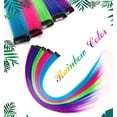 thumbnail image 3 of 20 Inch Colored Clip in Hair Extensions 10pcs Straight Hair Synthetic Hairpieces for Party Highlight Purple, 3 of 6