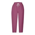 thumbnail image 4 of Diufon Women's Cargo Pants Elastic High Waist Drawstring Lounge Pants 3/4 Solid Color Pants with Pockets, 4 of 4