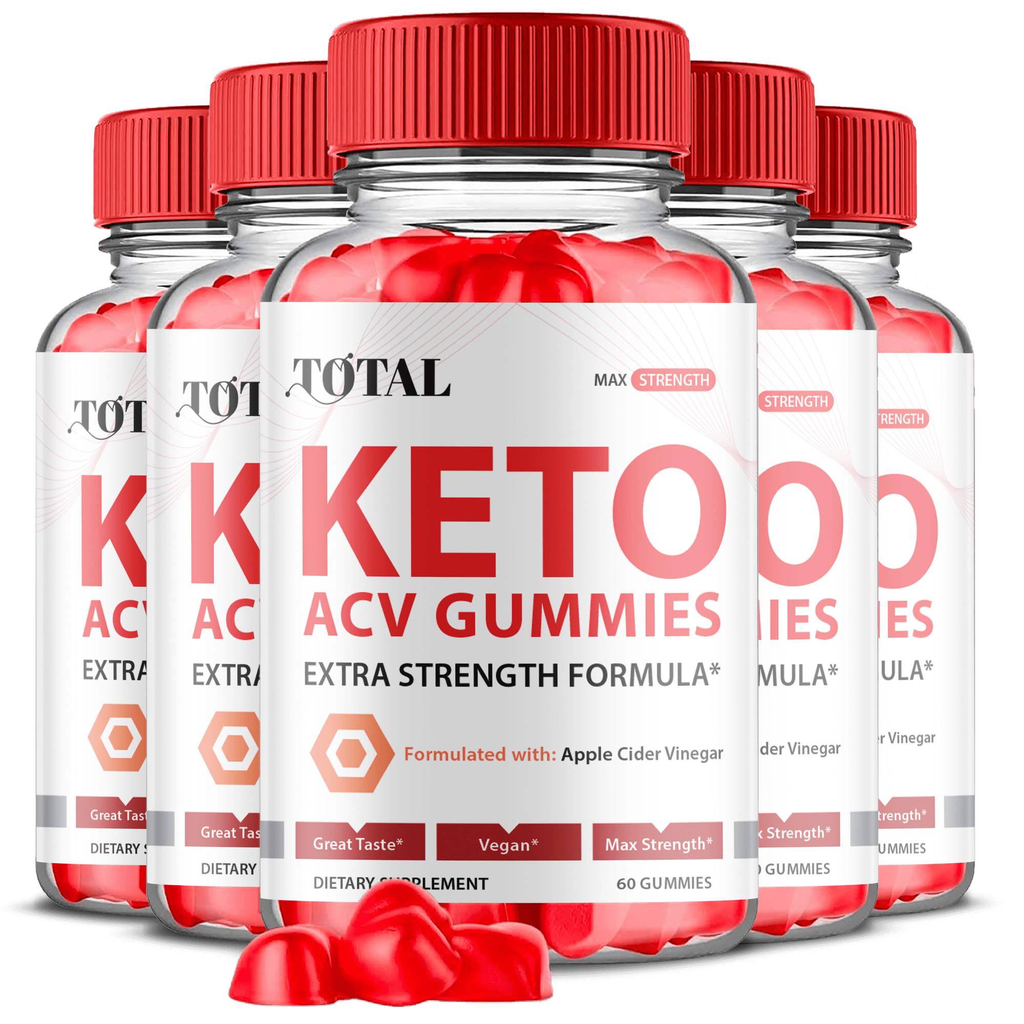 (5 Pack) Total Keto ACV Gummies - Supplement for Weight Loss - Energy & Focus Boosting Dietary Supplements for Weight Management & Metabolism - Fat Burn - 300 Gummies