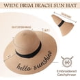thumbnail image 3 of Sombrero de playa trifabricado con ala ancha de paja UPF 50+ para mujer, 3 of 6