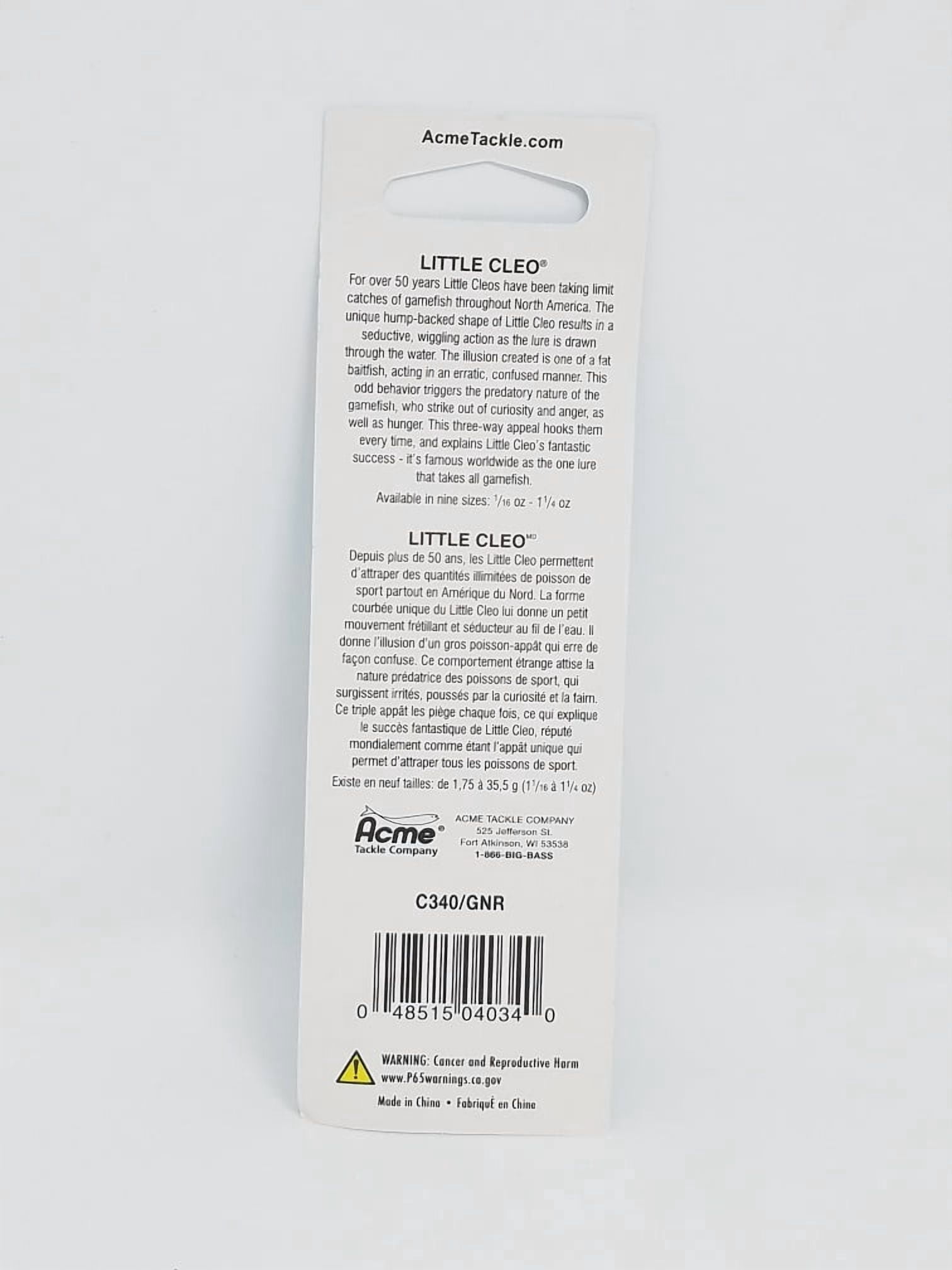 Acme Tackle Little Cleo Fishing Spoon Gold & Neon Red 3/4 oz.