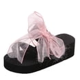 thumbnail image 2 of Sandalias Mujer Tacón inclinado Punta abierta Zapatillas con nudo de lazo Cómodos zapatos de playa Chanclas Wmkox8yii  hj789, 2 of 9