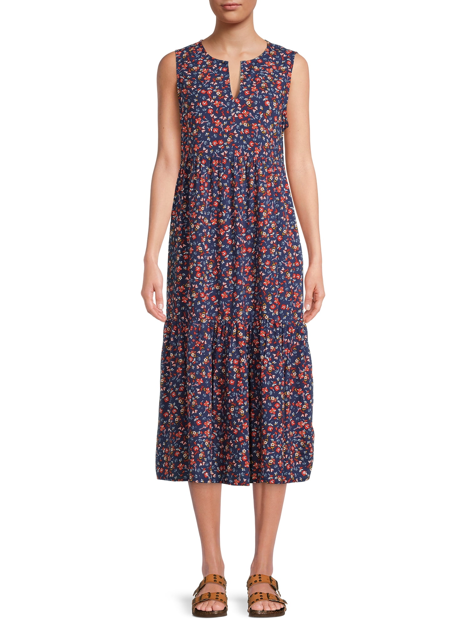 beachlunchlounge - beachlunchlounge Women's Sleeveless Tiered Printed Dress - Walmart.com 