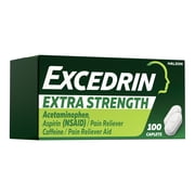 Excedrin Extra Strength Pain Relief Caplets for Headache Relief, Acetaminophen 250Mg, Aspirin 250Mg, Caffeine 65Mg, Pain Reliever, 100 Count