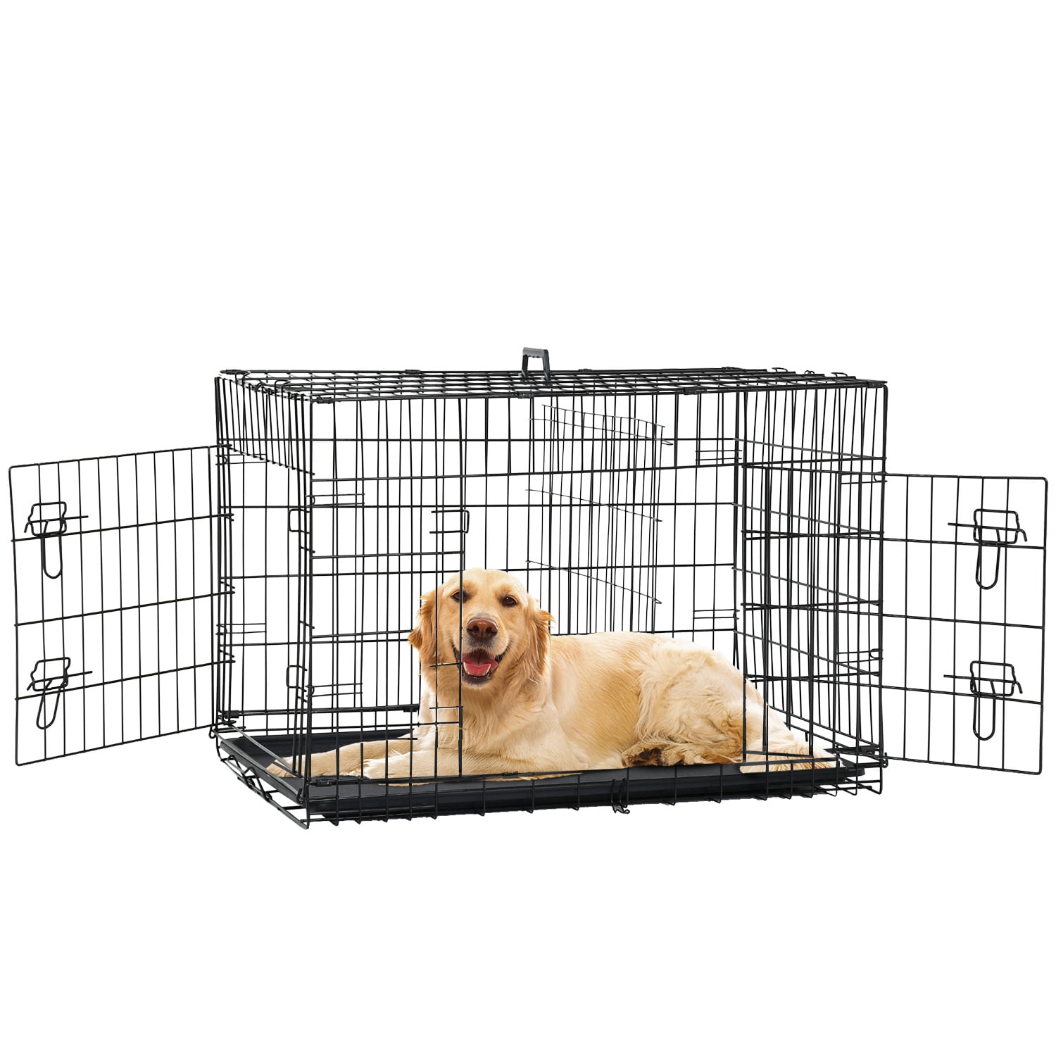 Pal Metal Black 48" Dog Crate Carrier with Collapsible Function