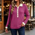 thumbnail image 4 of GUACER Sherpa Collared Tops for Women Long Sleeve Ribbed Knit Pullover Fuzzy Trim Button Up Sweaters Fall Winter Thermal, 4 of 8