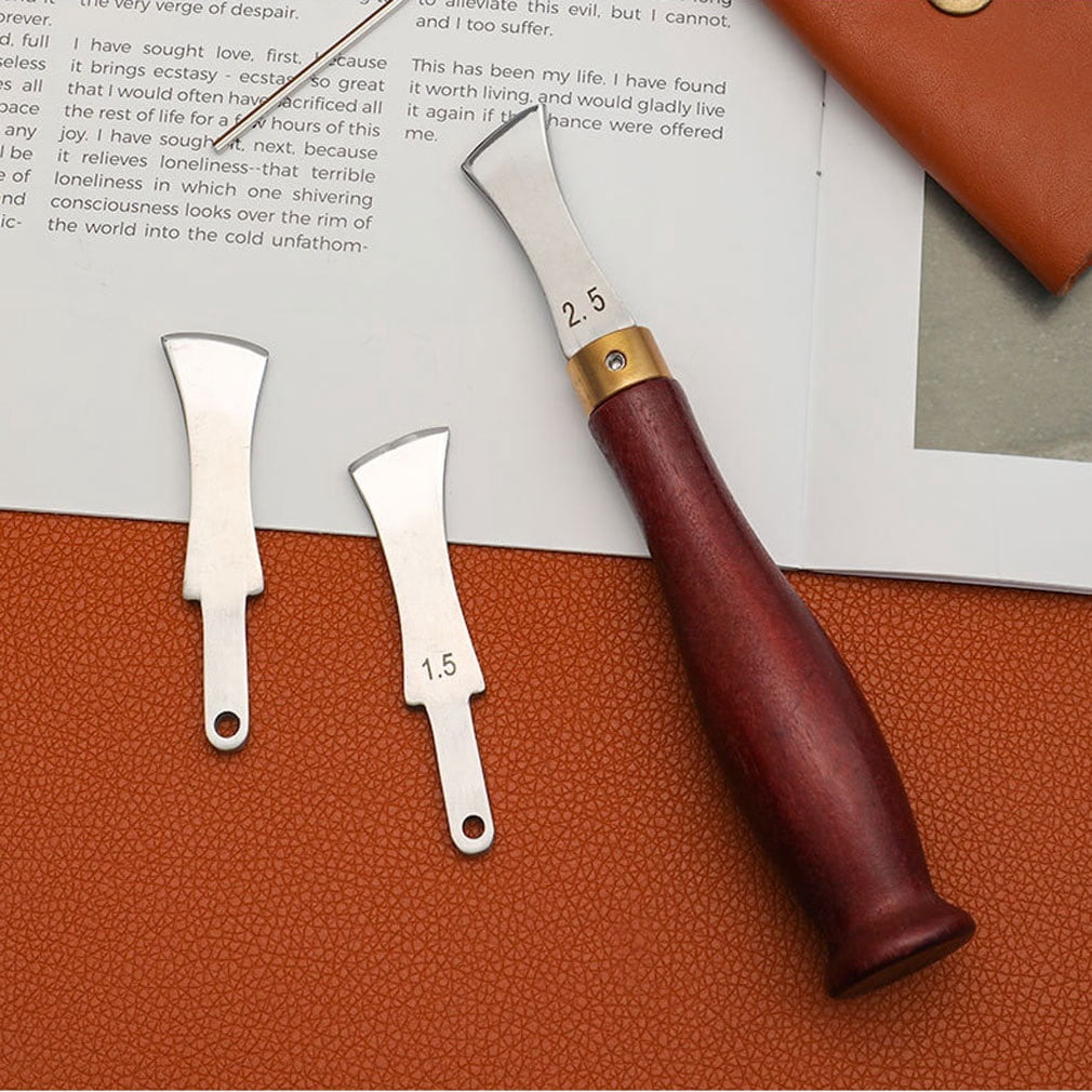 DIY Leather Tools Set - Shallow Groove Press, Wire Breaker, Scriber & Edge Holder (1.0/1.5/2.0/2.5 mm) for Leather Crafting