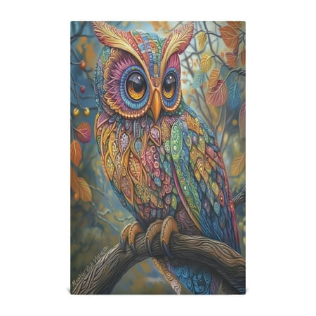 

WOBOGO Complex Camo Owls Kitchen Towel 1 Piece Large Cotton Dishcloth Premium Absorbency Set with Hanging Loop