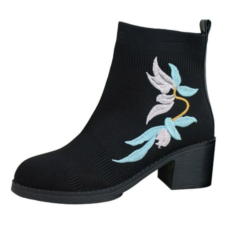 

Winter Women s Shoes Winter Chelsea Ankle Boots for Women Autumn New Foreign Trade Round Toe Thick Heel Short Boots Snow Boots(Size:8)
