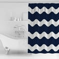 thumbnail image 2 of Navy Blue Shower Curtain, 72" x 72", Wavy Stripes Waterproof Bathroom Curtain Washable Shower Curtain Set with 12 Hooks, 2 of 6