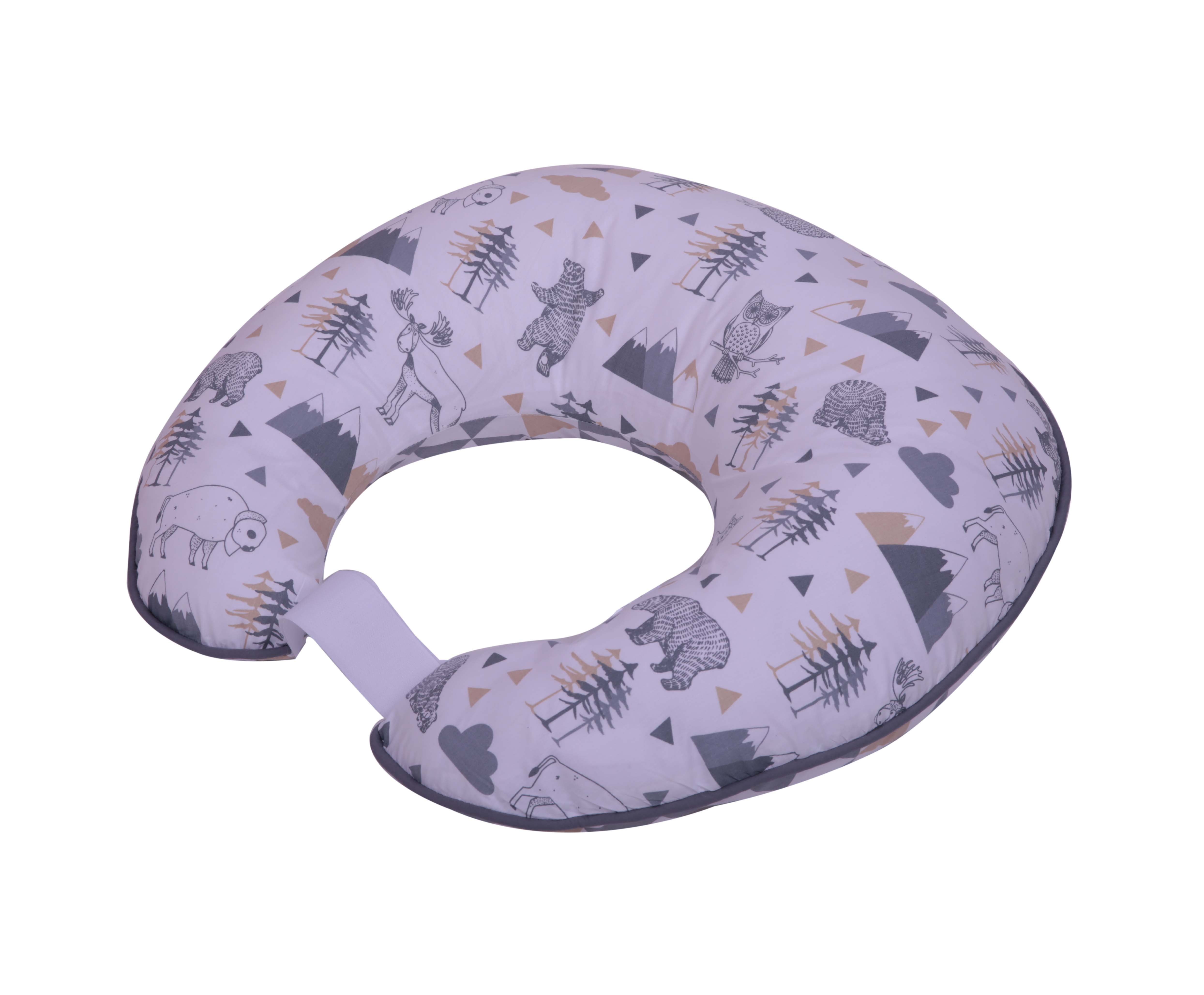Bacati - Woodlands Grey/Beige Neutral Cotton Nursing Pillow