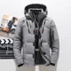 thumbnail image 3 of Abrigo de invierno de pato blanco grueso y cálido, parka resistente al viento para hombre, abrigo de viaje para acampar, ropa de color sólido, nueva chaqueta de plumas con capucha para hombre, 3 of 5