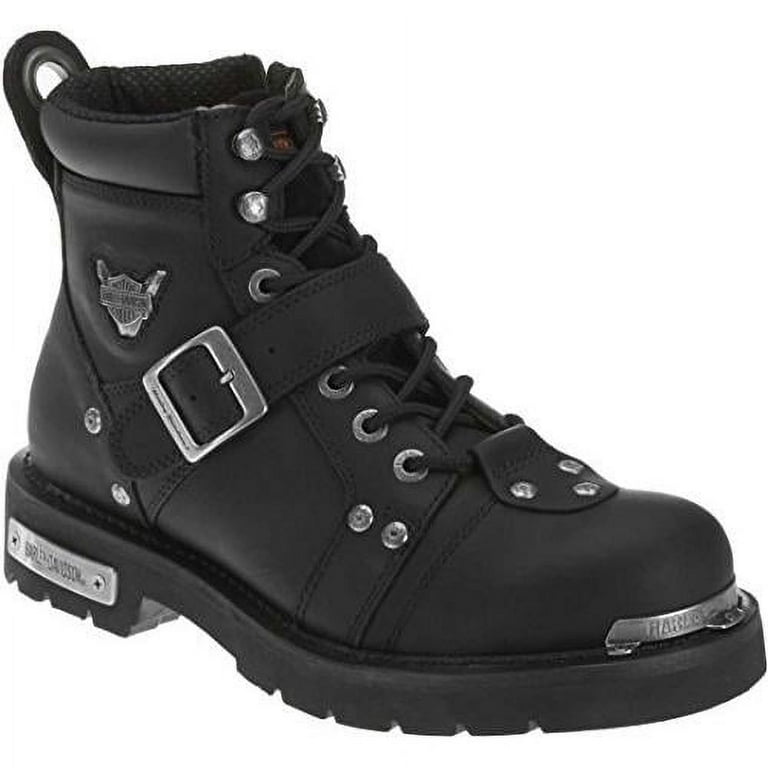 Harley-Davidson ブラック レザーブーツ Harley-Davidson Men's Motorcycle Riding Brake Buckle Boot in