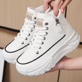 thumbnail image 5 of Women's Fashion Platform High Top Sneakers Casual Lace Up Canvas Shoes Comfortable Daily Walking Shoes For Women, 5 of 6