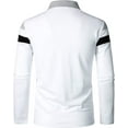 thumbnail image 6 of MLANM Men’s Long Sleeve Polo Shirt Casual Slim Fit Shirts Contrast Color Patchwork T Shirts Cotton Tops, 3XL White, 6 of 6