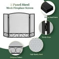 thumbnail image 3 of 3 Panel Fireplace Screen Modern Foldable with Wrought Metal Decorative Mesh, 3 of 5