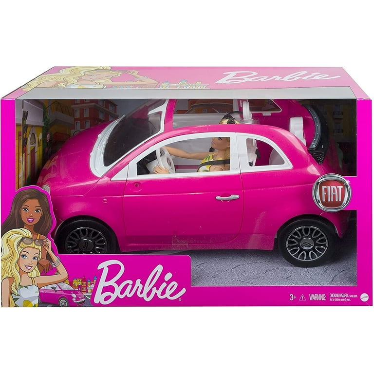 Barbie Fiat 500 Car and Doll Playset - Pink Convertible for Child's  Imaginative Play