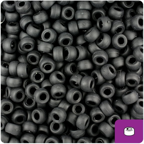 BeadTin Black Matte 6.5mm Mini Barrel Pony Beads (1000pcs)