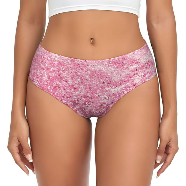 Fotbe Pink Glitter Calzones Estampados para Mujer – Ropa Interior de Algodón, Cómoda, Suave y Elástica-Small