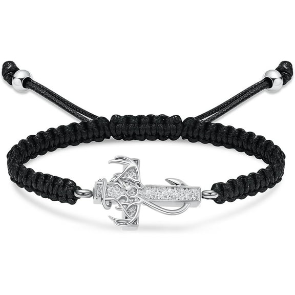 Cross Urn Bracelet for Ashes Fish Hook Cremation Bracelet Handmade Braided Rope Cremation Deer Antler Memorial Jewelry Keepsake Gifts for Men Women