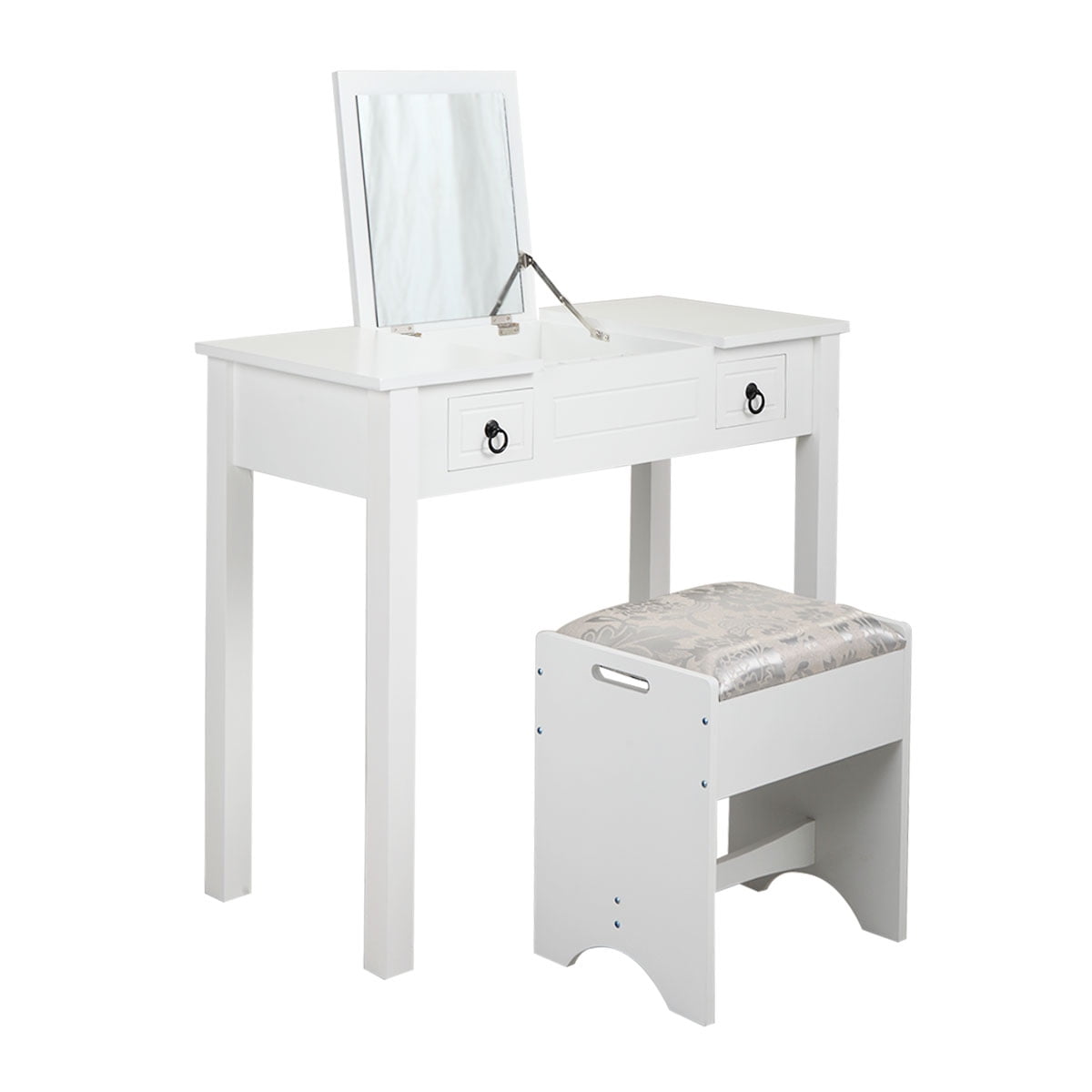 Resenkos Makeup Vanity with Flip Top Mirror, Small Computer Desk Home Office Desk for Writing Study Bedroom, White