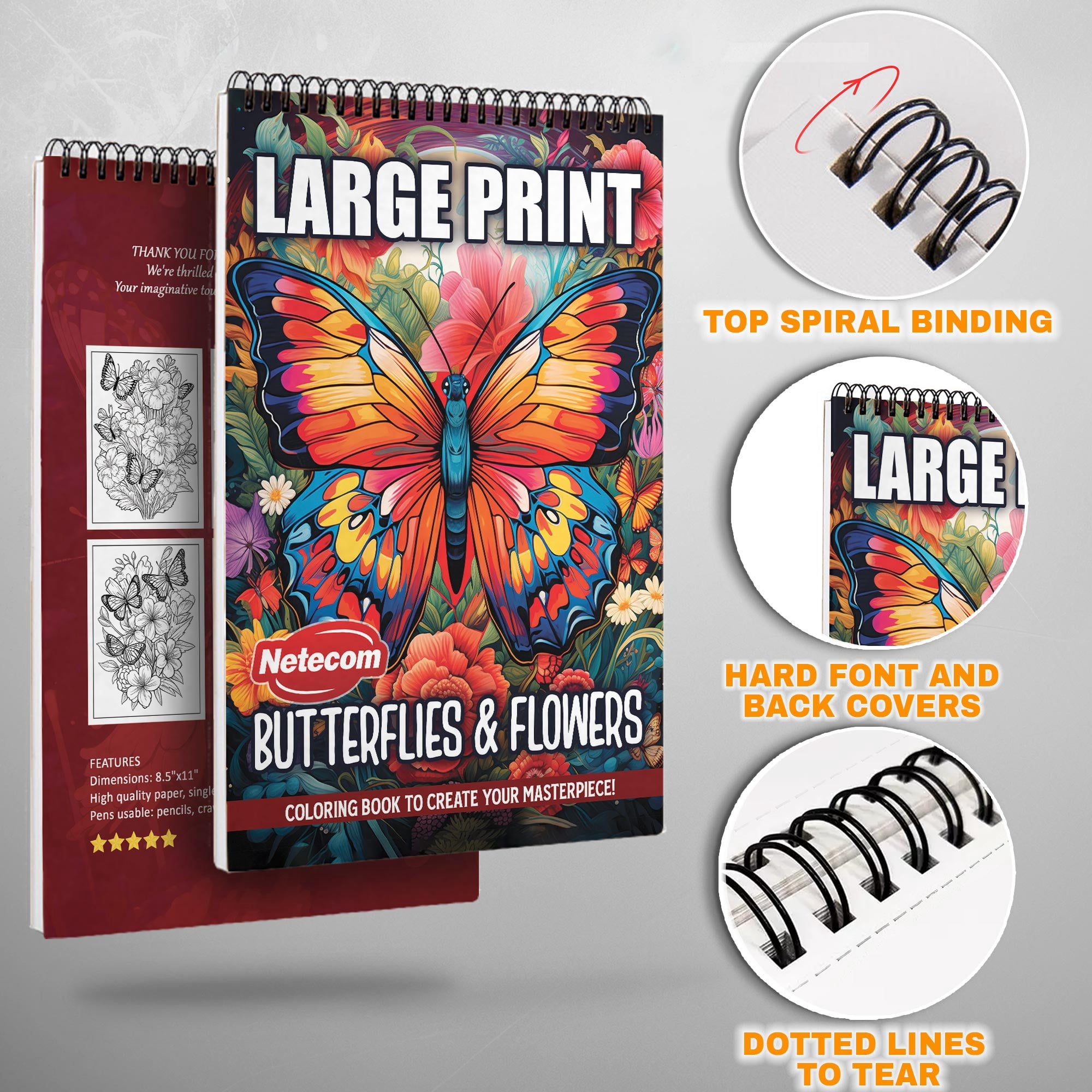 TPLHOUSE Charming Christmas Cheerful Coloring Book Spiral Bound for Adult, Premium Cover