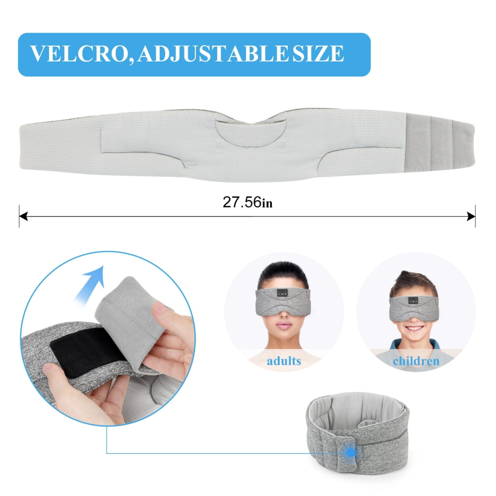 Sleep Headphones, 3D Sleep Mask Bluetooth Wireless Music Eye Mask for Side Sleepers, Sleep Mask with Bluetooth Headphones, Ultra-Thin Stereo Speakers, Gift for Men Women
