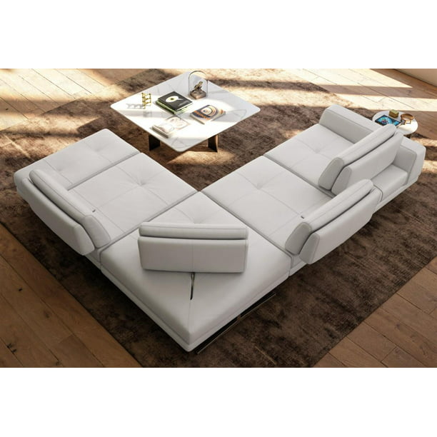 White Leather Sectional Sofa, Modern White Leather Sectional