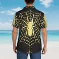thumbnail image 4 of Fotbe Gold Spider On The Web Camisa Hawaiana para Hombre Unisex – Camisa Casual de Verano con Botones de Manga Corta de Algodón y Lino,Small, 4 of 7