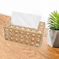 thumbnail image 3 of Dispensador de servilletas con forma de cubo de cristal para dormitorio, oficina, hotel, cafetería y café Oro antiguo, 3 of 9