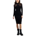 thumbnail image 1 of Vestido Midi ajustado acanalado Almost Famous de manga larga para mujer negro XL, 1 of 1