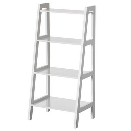 Decorative White Wooden Modern 4-Tier Ladder Bookshelf  Flower and Plant Display