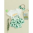 thumbnail image 4 of Musuos Baby Girls Irish Day Outfits 3 6 12 18M Short Sleeve Romper + Skirt Shorts + Headband Set Infant Clothes, 4 of 10