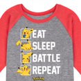thumbnail image 3 of Pokémon - Eat Sleep Battle Repeat - Youth Raglan Graphic T- Shirt, 3 of 6