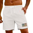 thumbnail image 4 of OHGOD Casual Mens Shorts - Men’s Short - Shorts Men Casual - Men's Hawaiian Lace-up Shorts Casual Pants - White - 2XL, 4 of 5